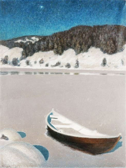Winter Night Over The Frozen Lake by Gustaf Fjæstad