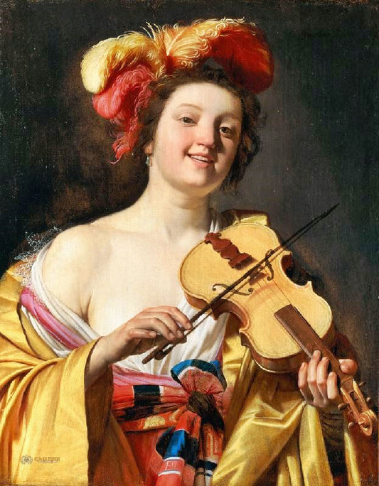 A Woman Playing The Violin by Gerard van Honthorst