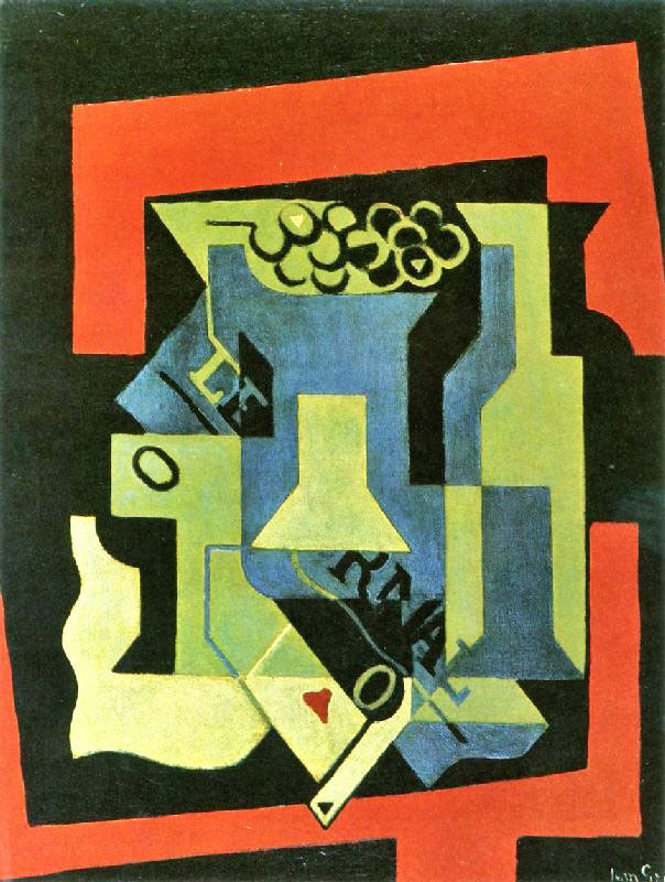Water Bottle And Fruit Dish by Juan Gris