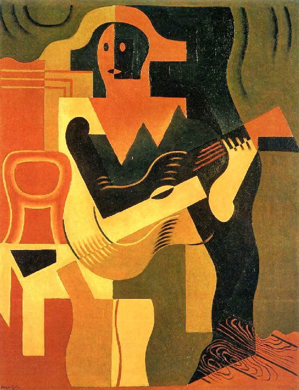 Seated Harlequin With Guitar by Juan Gris