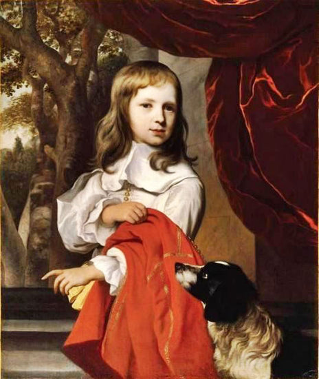 Portrait Of A Little Boy With A Dog by Jacob Van Loo