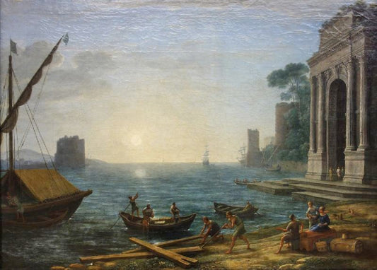 A Seaport At Sunrise by Claude Lorrain (Gellée)