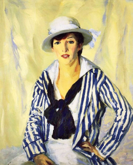 Viv In Blue Stripe by Robert Henri
