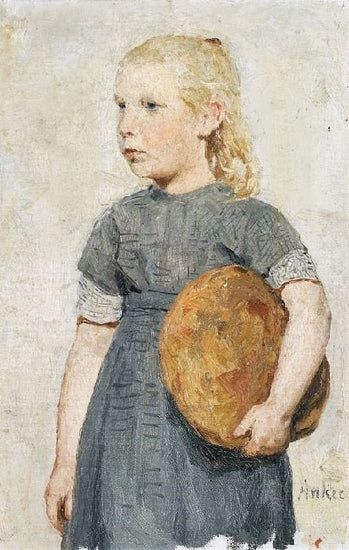 Girls With Bread Loaf by Albert Anker