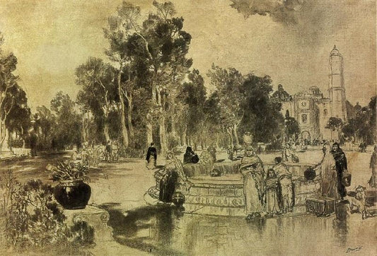 Women At The Fountain, Vera Cruz by Thomas Moran