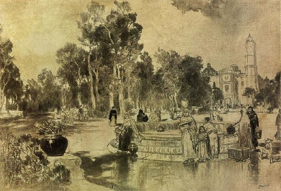 Women At The Fountain, Vera Cruz by Thomas Moran