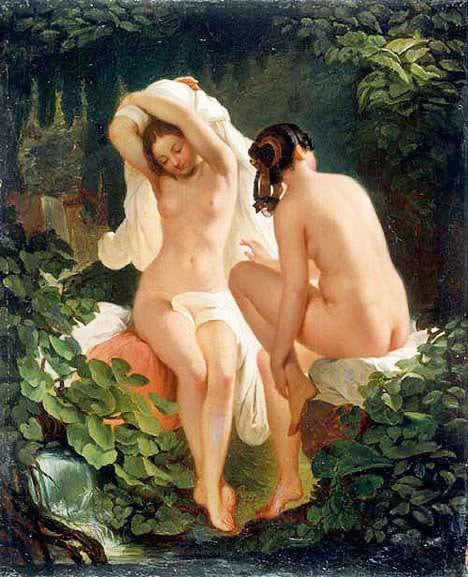 Two Female Bathers by August Riedel