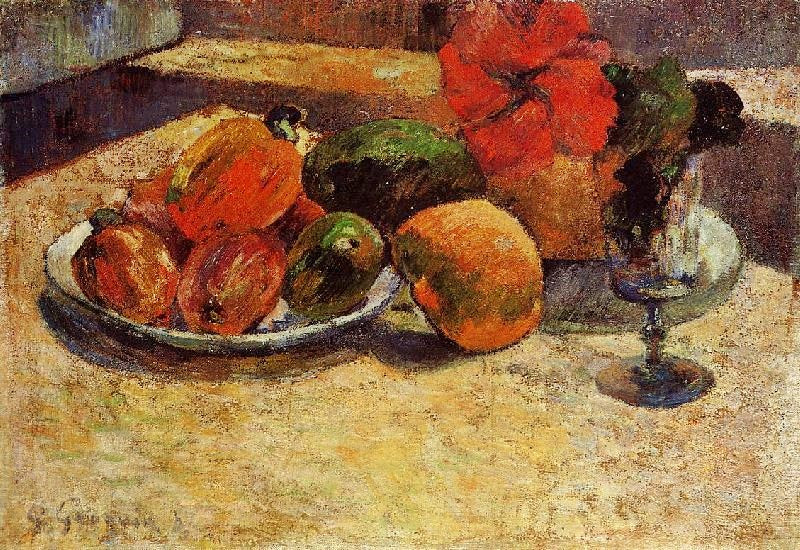 Still Life With Mangoes And Hisbiscus by Paul Gauguin