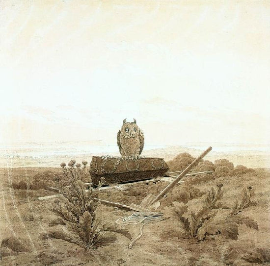 Landscape With Grave, Coffin And Owl by Caspar David Friedrich