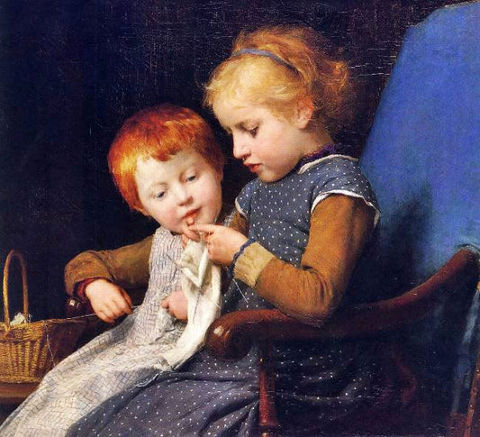 The Little Knitters by Albert Anker