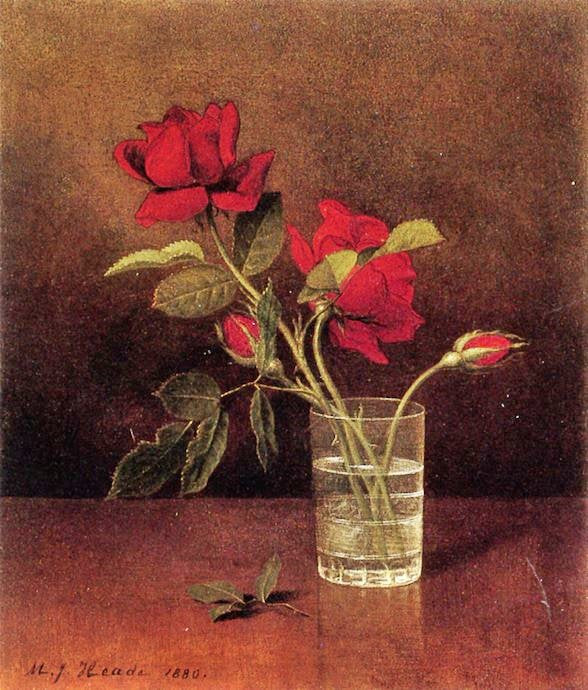 Still Life With Glass Of Roses by Martin Johnson Heade