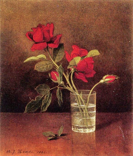 Still Life With Glass Of Roses by Martin Johnson Heade
