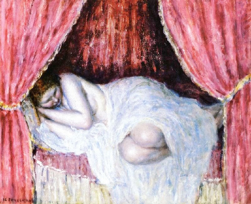 NUDE BEHIND RED CURTAINS