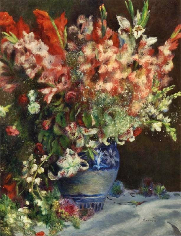 Gladiolas In A Vase by Pierre Auguste Renoir