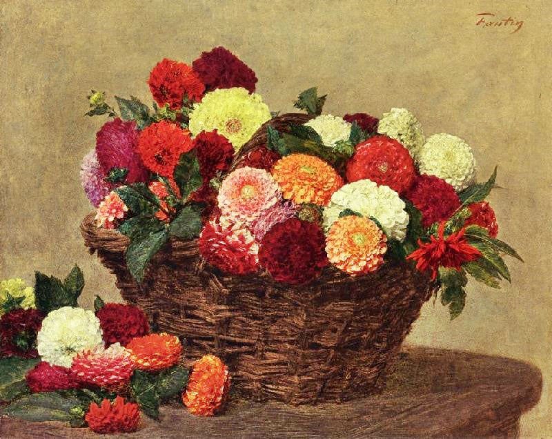 BASKET OF DAHLIAS
