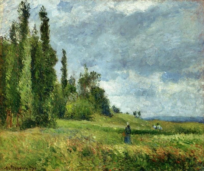 La Cote Des Groettes, Pontoise, Gray Weather by Camille Pissarro