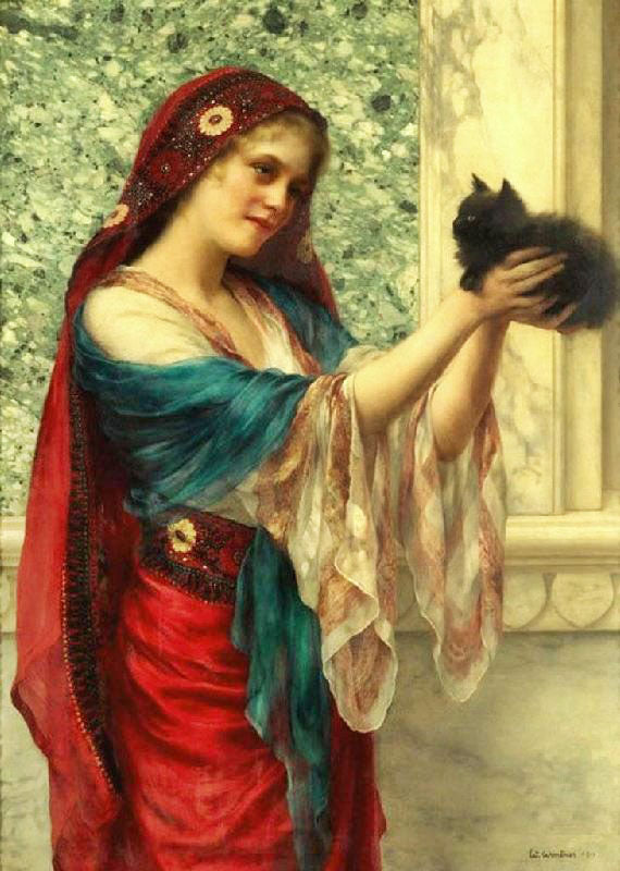 Woman With Cat by William Clarke Wontner