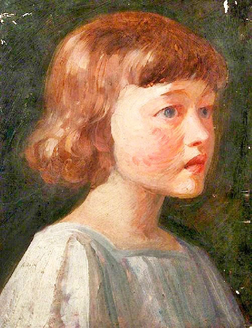Portrait Of A Child In A White Dress by William Herbert Allen