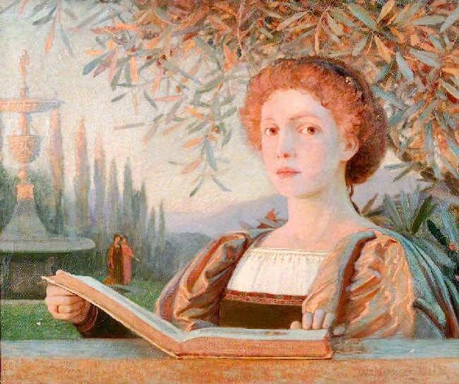 Portrait Of A Girl With An Open Book by William Herbert Allen