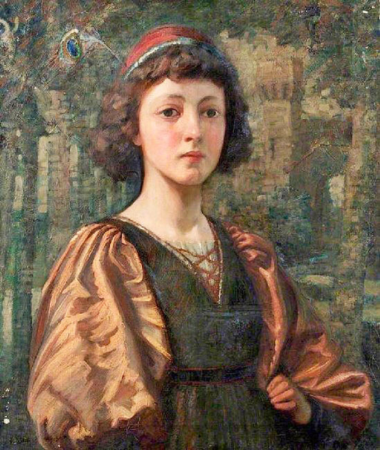 Portrait Of A Girl With Peacock Feather by William Herbert Allen