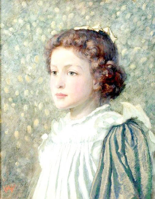 Portrait Of A Young Girl With A Ribbon In Her Hair by William Herbert Allen