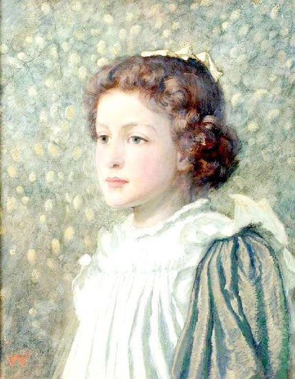 Portrait Of A Young Girl With A Ribbon In Her Hair by William Herbert Allen