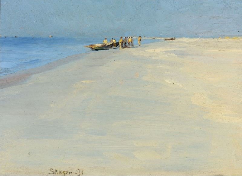 Fishermen On The Beach At Skagen by Peder Severin Kroyer