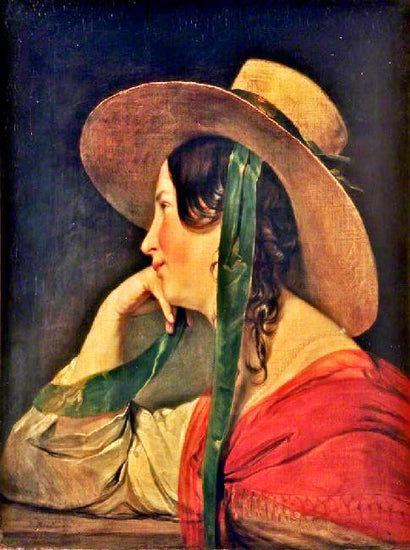 A Lady In A Large Straw Hat by Friedrich von Amerling