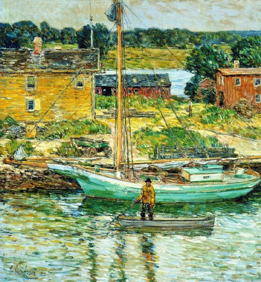 Oyster Sloop, Cos Cob by Childe Hassam