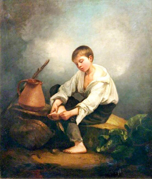 A Boy Extracting A Thorn From His Foot by Thomas Barker