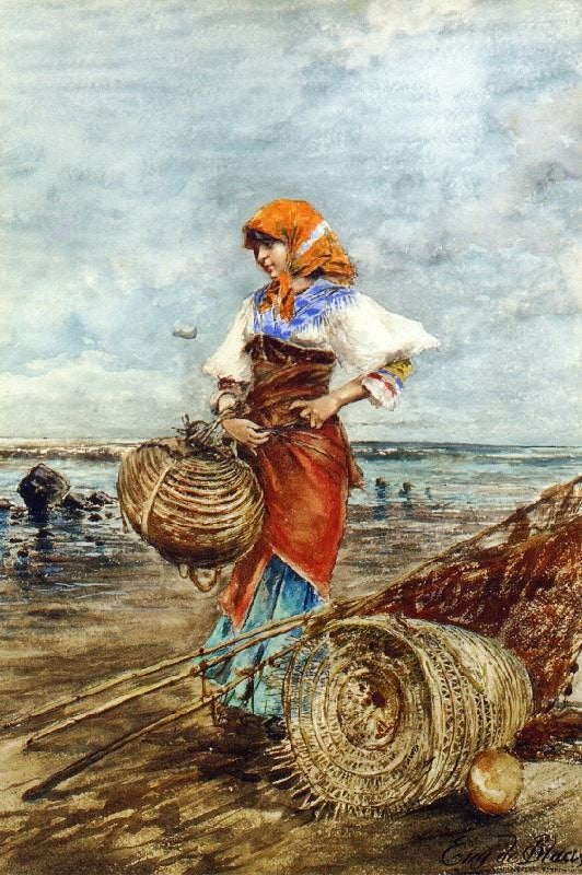 GATHERING COCKLES AT THE SEASHORE