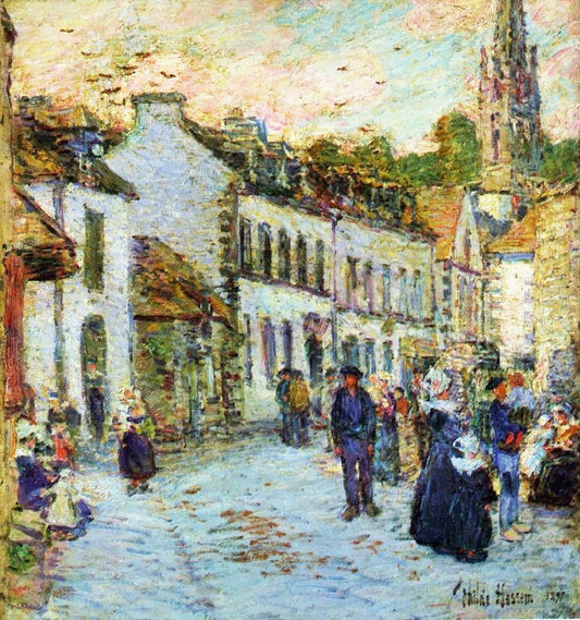 Street In Pont Aven, Evening by Childe Hassam