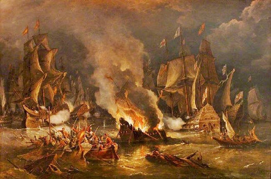 The Spanish Armada Driven Out Of Calais By Fire by Richard Brydges Beeche