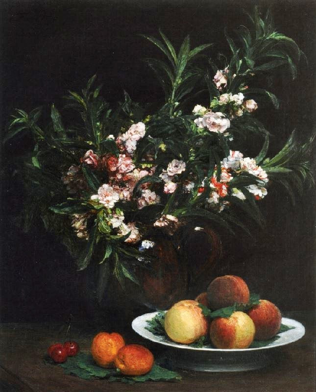 Still Life: Impatiens, Peaches And Apricots by Henri Fantin-Latour