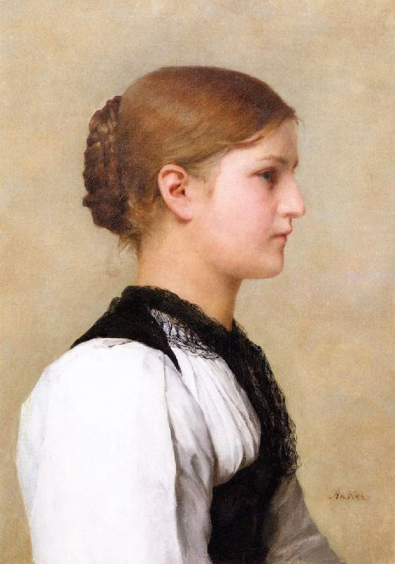 Portrait Of A Bernese Girl by Albert Anker