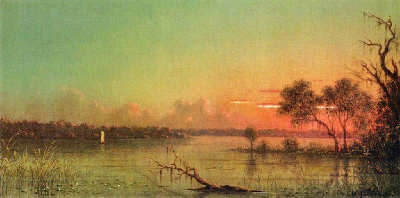 ST. JOHNS RIVER, SUNSET WITH ALLIGATOR