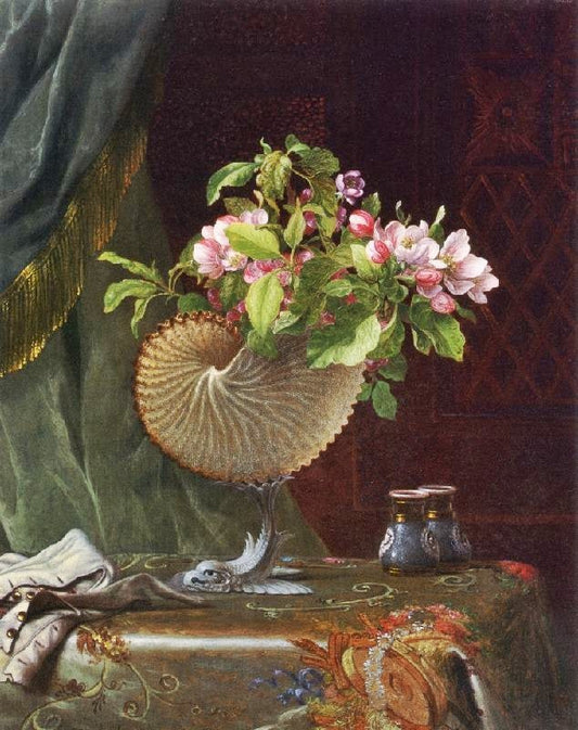 Victorian Still Life With Apple Blossoms by Martin Johnson Heade