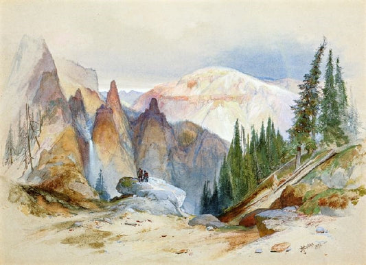 Tower Falls And Sulphur Mountain, Yellowstone by Thomas Moran
