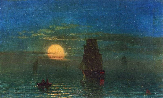 Ships In Moonlight by Albert Bierstadt