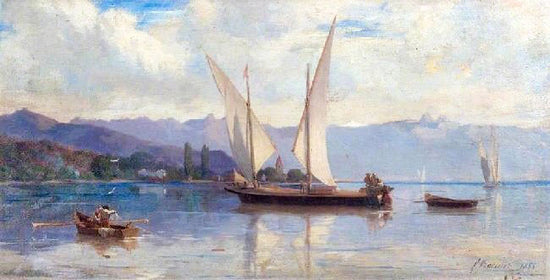 Lake Geneva With Sailing Boats by Francois Bocion