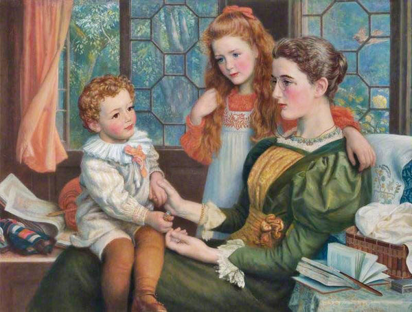 Mrs Norman Hill And Her Children by Arthur Hughes