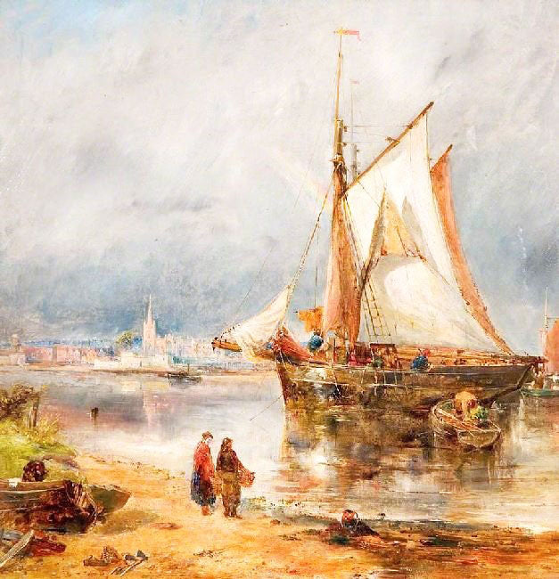 Fishing Boats In An Estuary by William Joseph Julius Caesar Bond