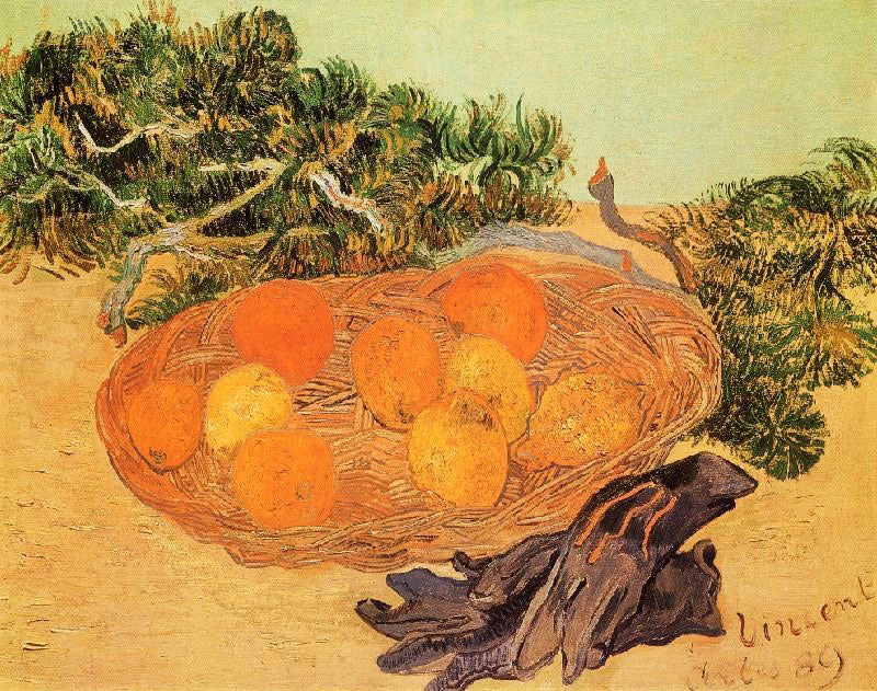 Still Life With Oranges And Lemons With Blue Gloves by Vincent van Gogh
