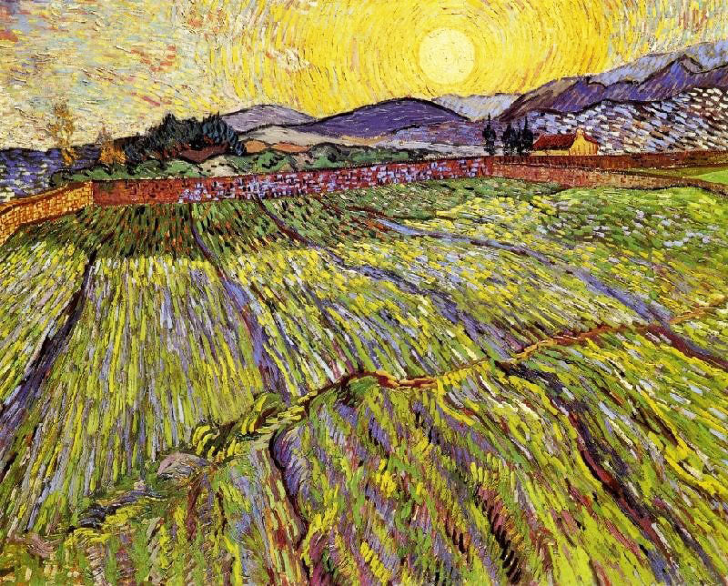 WHEAT FIELD WITH RISING SUN