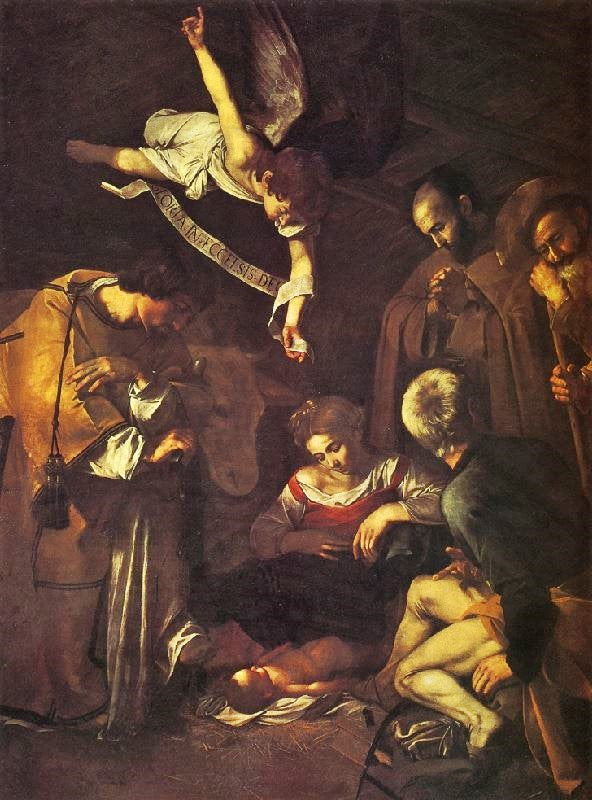 Nativity With Saints Francis And Lawrence by Caravaggio