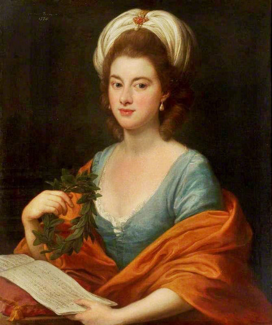 Portrait Of Miss Frances Browne Holding Music And A Wreath by Pompeo Batoni