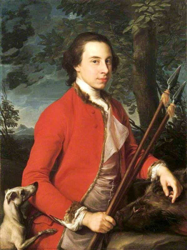 Portrait Of Benjamin Lethieullier With Two Wild Boar Spears by Pompeo Batoni
