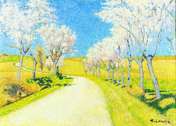 Road With Flowering Almond Trees by Achille Laugé