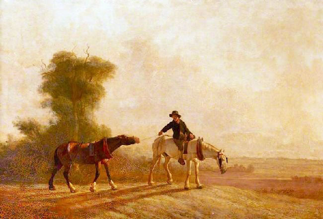 Landscape, Boy With Farm Horses by James M. Burnet