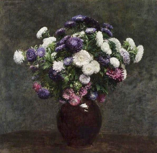 Asters In A Vase by Henri Fantin-Latour